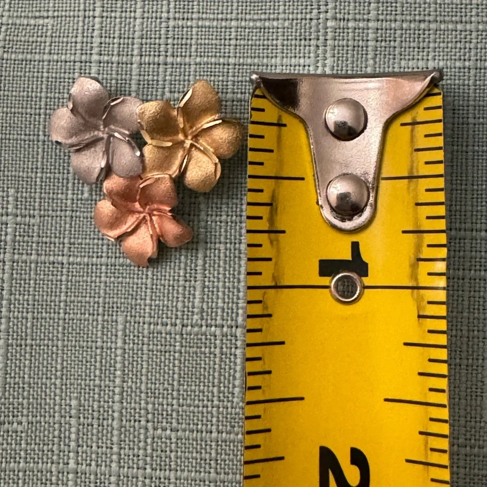 14 KT gold pendant in white, yellow and rose gold - Picture 4 of 4